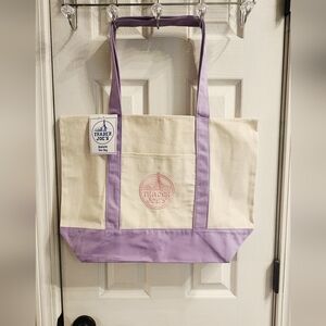 NWT Large Trader Joe's Lavender Canvas Tote Bag